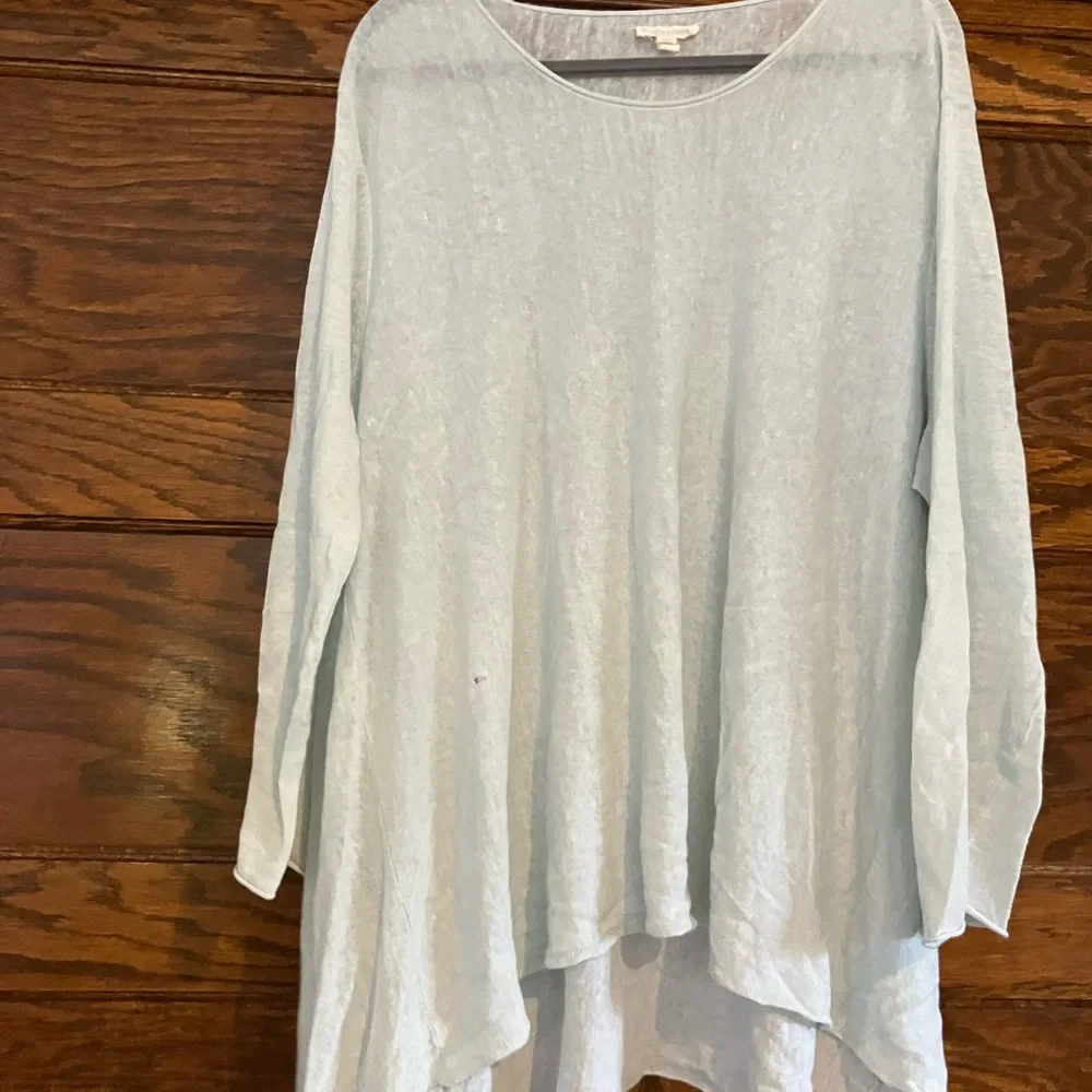 Eileen Fisher Light Blue Long Sleeve knit Top - Picture 2 of 12